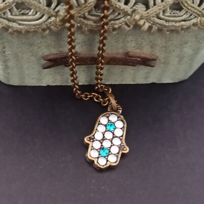 Michal Negrin Hamsa Necklace Hand Fatima Small Dainty White