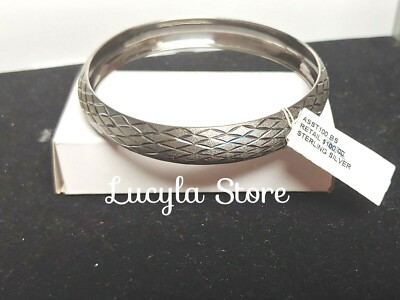 Jacmel Mauritiu JCM Italy 925 STERLING SILVER BLACK RHODIUM BANGLE BRACELET 12mm