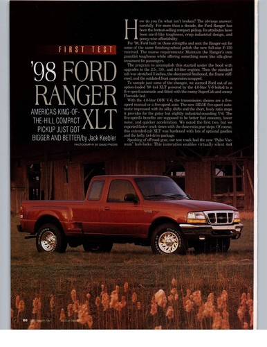 1998 FORD RANGER XLT PICKUP ROAD TEST Article