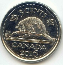 Canada 2016 Canadian Nickel 5c Five Cent Piece Beaver (coin lot D)