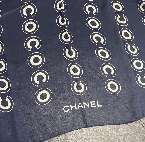 Chanel Long Scarf Rectangular Stole Coco Mark Logo Vintage Clothing Accessories - Picture 3 of 14