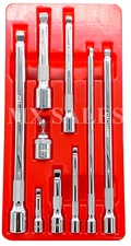 9PC Drive Car Wobble Socket Extension Bar Hand Tool Set Kit Box CALHAWK PRO