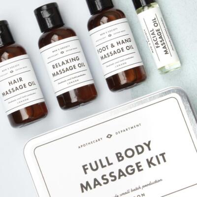 Mens Society FULL BODY MASSAGE KIT Face Hair Foot Body Relax Wellness Gift