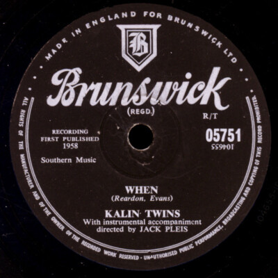 KALIN TWINS When ''Jukebox-Hit'' Soft R&R / Three o'clock.. Schellackplatte S6677