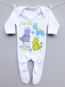 dinosaur baby sleepsuit