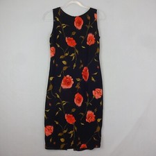 Peggy Page Dress Size 10 Black Floral Midi Length 90s Y2K Summer