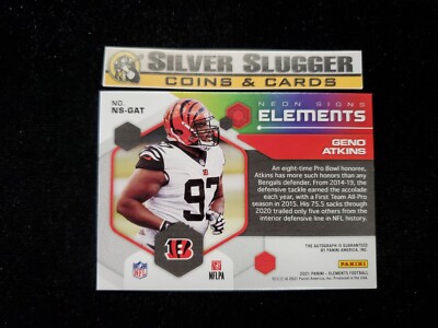 2021 Geno Atkins Panini Elements Neon Signs Auto Red /25