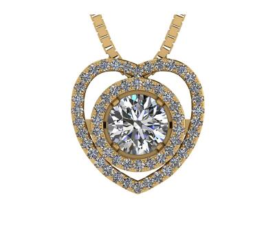 Halskette Gelbgold plattiert 925 Sterling Silber Kreis im Herz Zirkonia