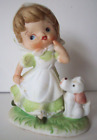 Girl with dog puppy Homco porcelain figurine