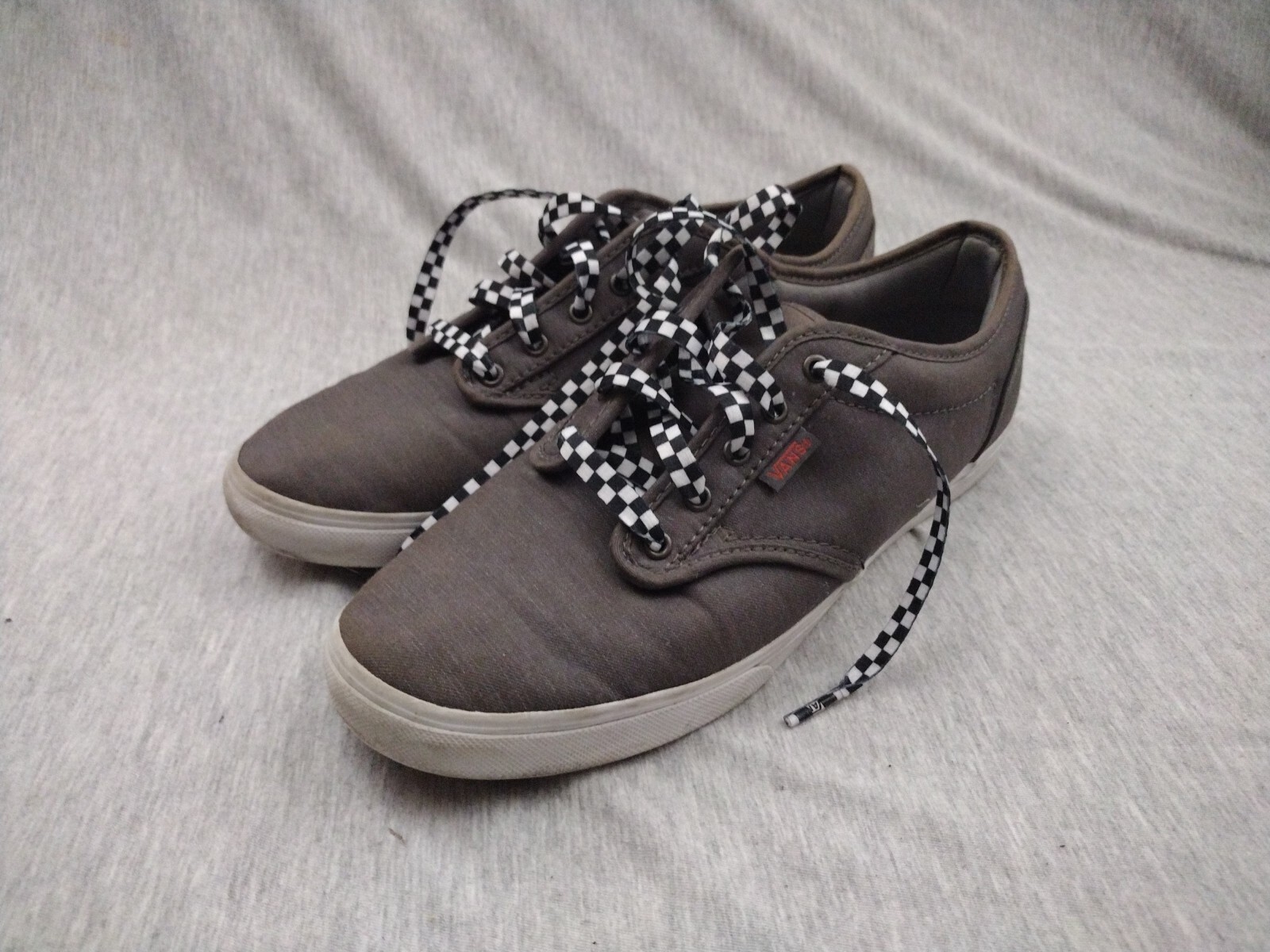 VANS Womens Gray Checkered Slip On Skate Shoes Size 9-image