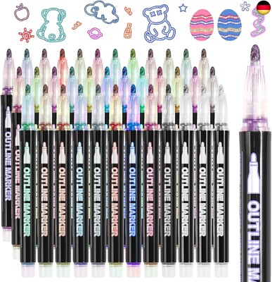 HFDONGL 36 Glitzerstifte Magische Stifte Outline Marker Double Line Filzstifte