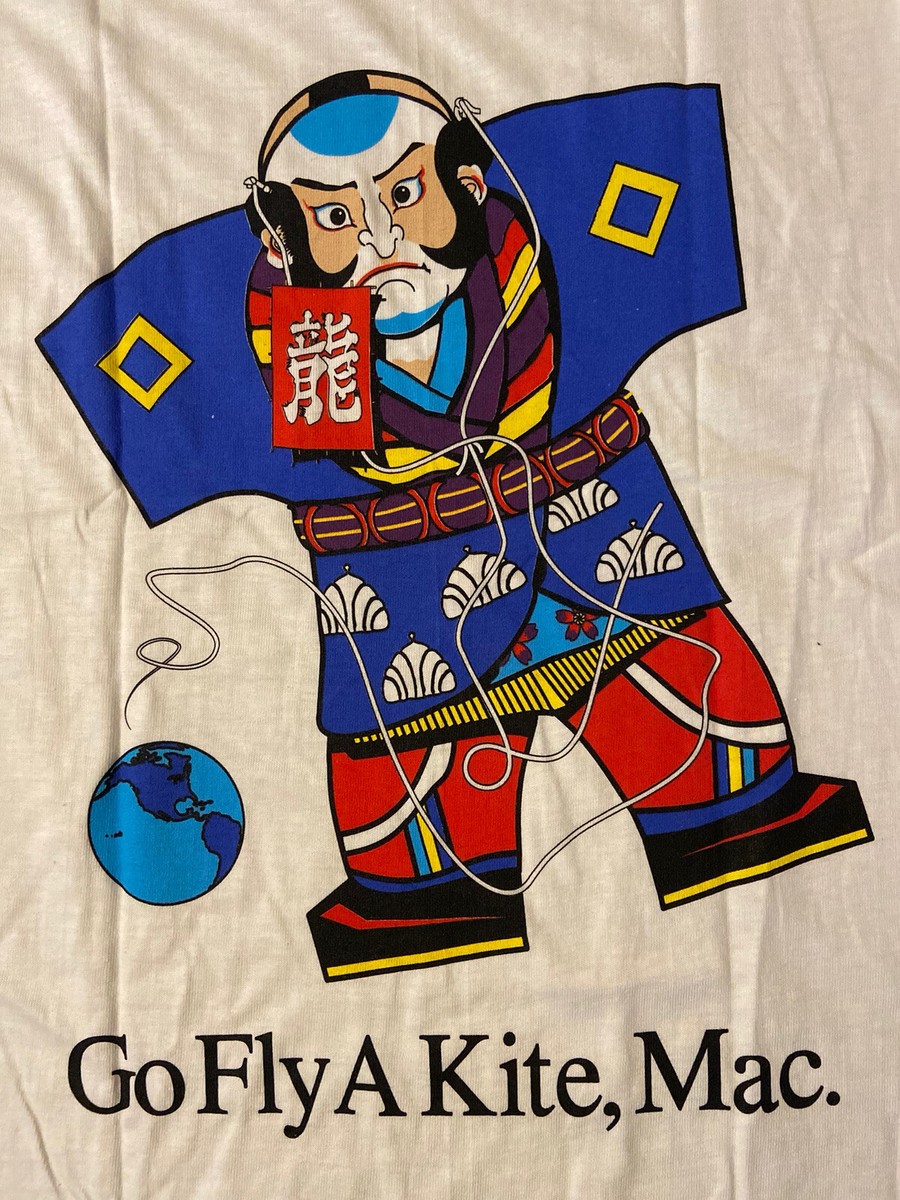 Vintage 90s Arts And Letters Go Fly A Kite Mac Computers T-Shirt 