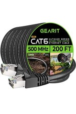 GearIT Cat6 Outdoor Ethernet Cable 200ft 23AWG Pure Copper, FTP, LLDPE, Direct -
