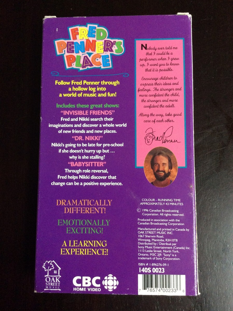 Fred Penner's Place VHS Oop Invisible Friends Rare Canadian Kids