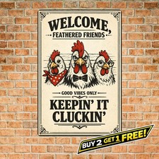 Retro Chicken Coop Funny Hen Metal Sign 8x12 Vintage Farmhouse Wall Plaque