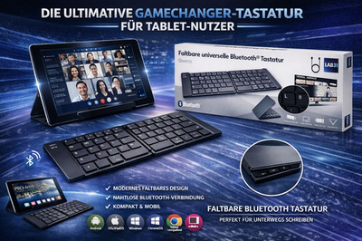 Faltbare Bluetooth Tastatur Keyboard QWERTZ Deutsch Kabellos für Tablet Handy PC