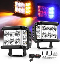 NAOEVO 4Inch Strobe LED Light Pods, 6-Mode Side Shooter Wiring Harness