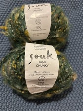🧶 100g Souk V & A Products bouclé Knitting Yarn Wool Super Chunky Greens Mingle