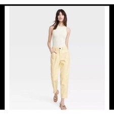 A New Day High-Rise Faux Leather Ankle Trousers -Yellow Women's 14 New
