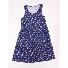 Como Blu Navy Pink Floral Mini Dress Small Boho Ditsy Floral Nostalgic