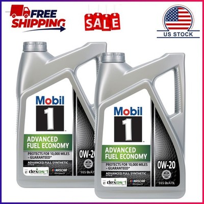 2 Pack, Mobil 1 Advanced Fuel Economy Full Synthetic Motor Oil 0W-20, 5 Quart