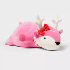 Pillowfort Holiday Pink Deer Weighted Plush Kids' Throw Pillow