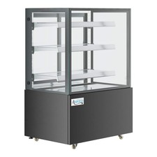 735 3/8" Square Glass Black Refrigerated Bakery Display Case
