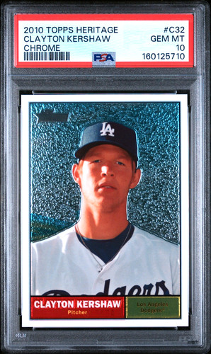 Clayton Kershaw 2010 Topps Heritage C32 Chrome 595/1961 - PSA 10 GEM-MINT