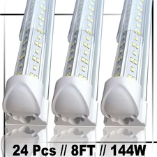 8Ft LED Shop Light 144w 4 Row 96 Inch Cooler Door Freezer LED Tube Fixture 24PC