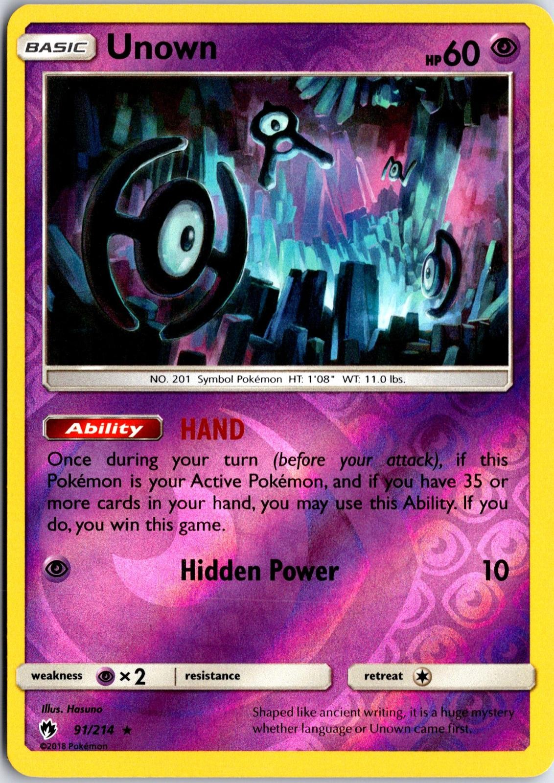 Unown 91 R Lost Thunder Pokemon NM/M