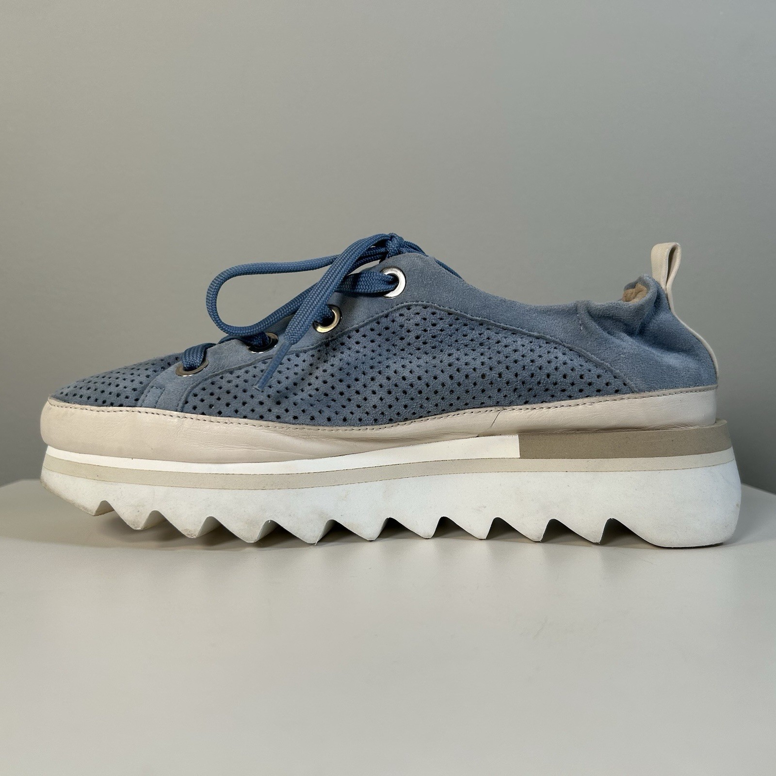 Softwaves Light Beige Perforated Platform Lace Up… - image 15