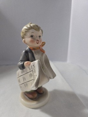 Vintage Hummel  style News Boy Figurine  AH 1B AH1B Newsboy newspaper Napco