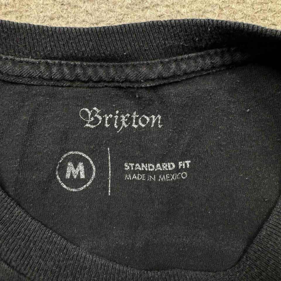 Camisa informal Brixton para hombre talla M negra manga corta cuello redondo skateboarding Foto 3 de 4