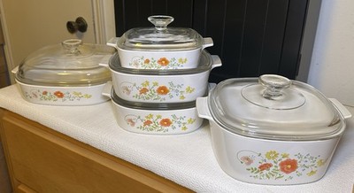 Corningware Wildflower 10 Pcs Set A-10-B, A-3-B, A-2-B, A-1-B with Lids EUC