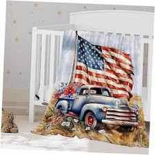 Patriotic Throw Blanket for Baby Small 4th of July Memorial 30"x40" Flag-10
