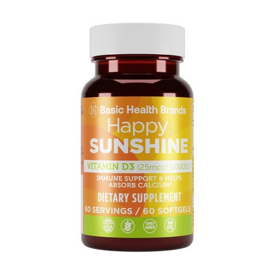 Basic Health Brands  Happy Sunshine Vitamin D3, 1000 IU