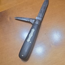 Camillus Vintage Pocketknife 2 Blade Stainless Steel Wood Handle Clip Point Pen