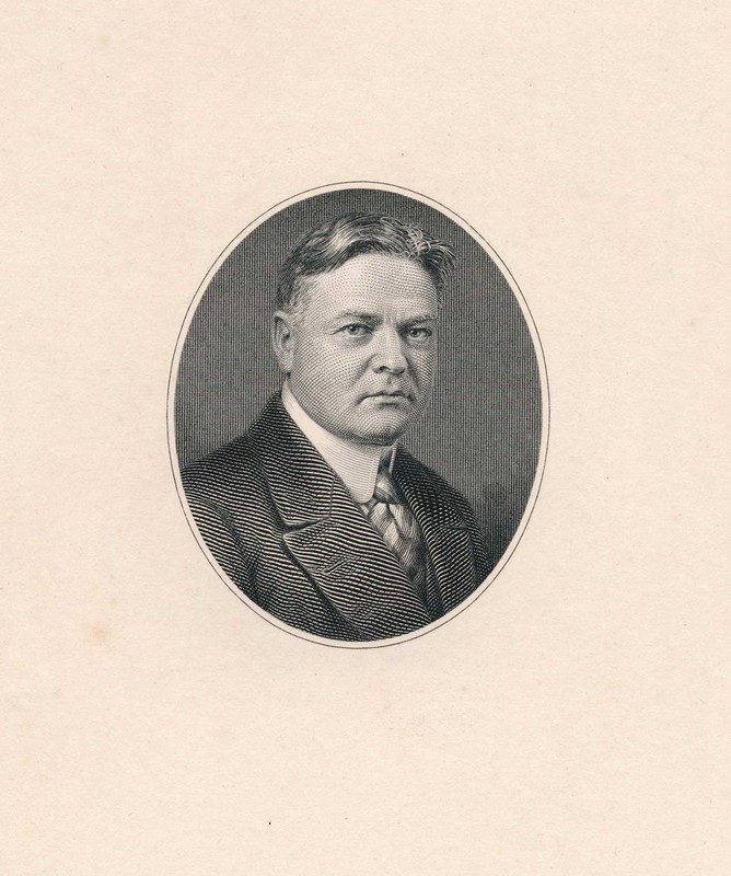 Presidential Portrait die proof, Herbert Hoover, 1829-1833, 1930s BEP print