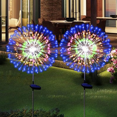 Solar Firework Lights Outdoor Garden Stake 2 Pack Waterproof Solar Powered