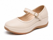 Women's Mary Jane Platform Wedge Shoes Comfort Casual Slip On Low Heels