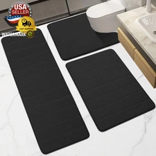 Memory Foam Bathroom Rugs Sets 3 Piece │ Extra Thick Soft Absorbent Non Slip Upg