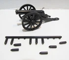 MARX PLAYSET VINTAGE BLACK CANNON W/ FIRING PIN, 10 SHELLS & SPRUE ALAMO APACHE