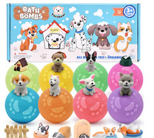 Puppy Bath Bombs Set for Kids 8PCS Organic Natural Bath Bombs with Surprise Toys