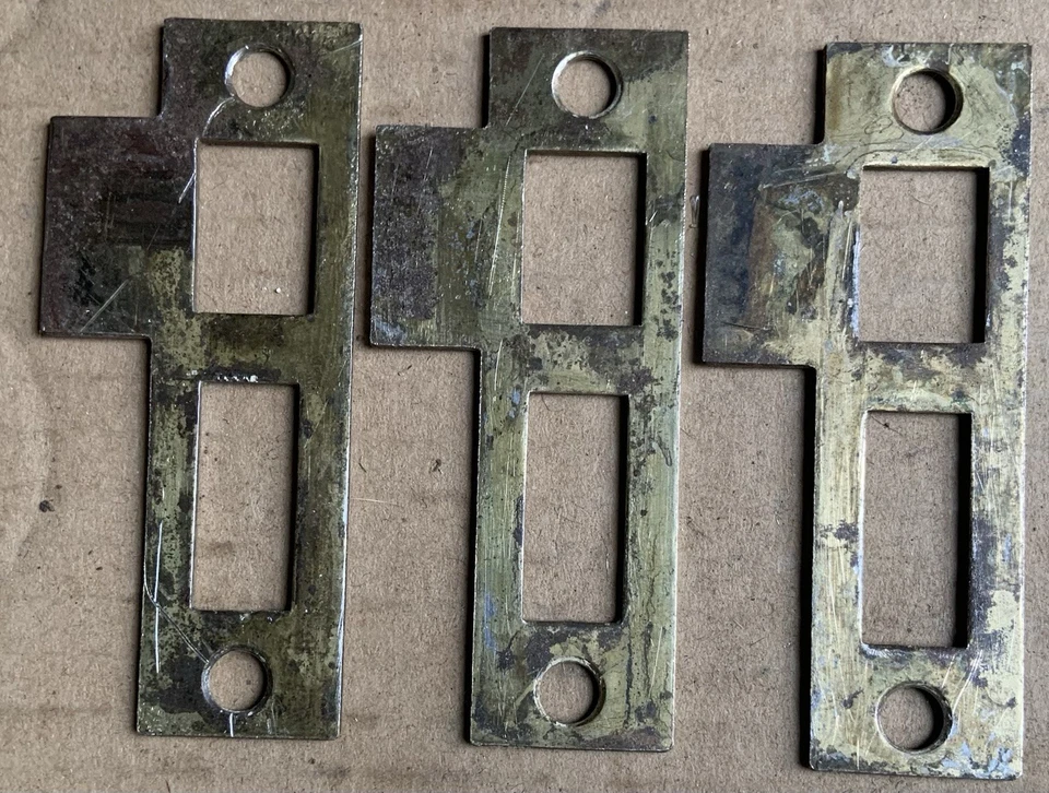 "Placa de golpe de mortaja de acero/hierro 3-1/4"" placa de golpe de puerta antigua 3-1/4""" Foto 3 de 3