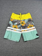 Rip Curl Board Shorts Mens medium Yellow Green Floral Hawaiian Swim Trunks Surf