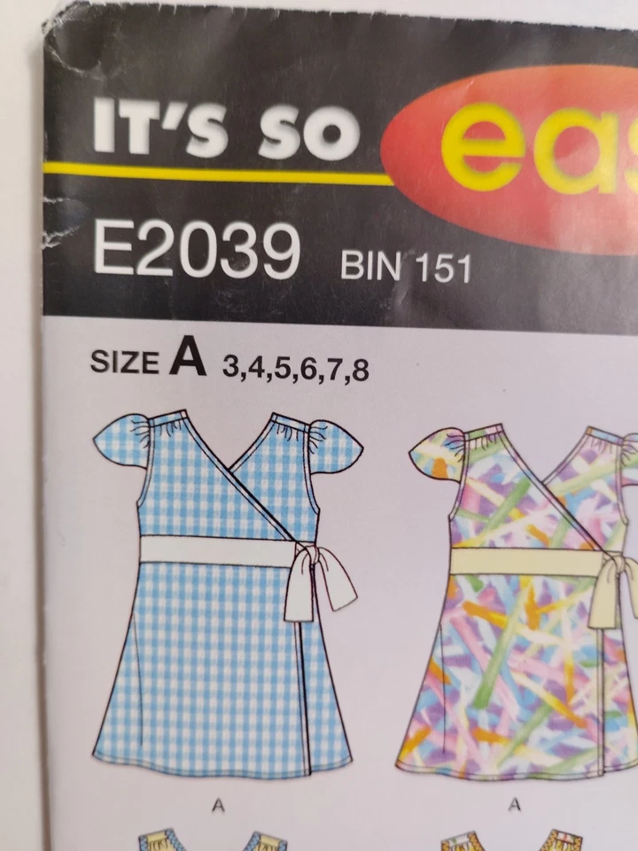 Dress Shorts Shirt Girls 3 4 5 6 7 8 Simplicity E2039 2039 Sewing Pattern Summer - Image 2 of 4