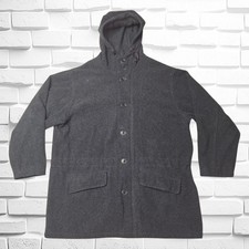 VTG Polo Ralph Lauren Hooded Wool Coat Jacket Trench Overcoat Large Gray EUC