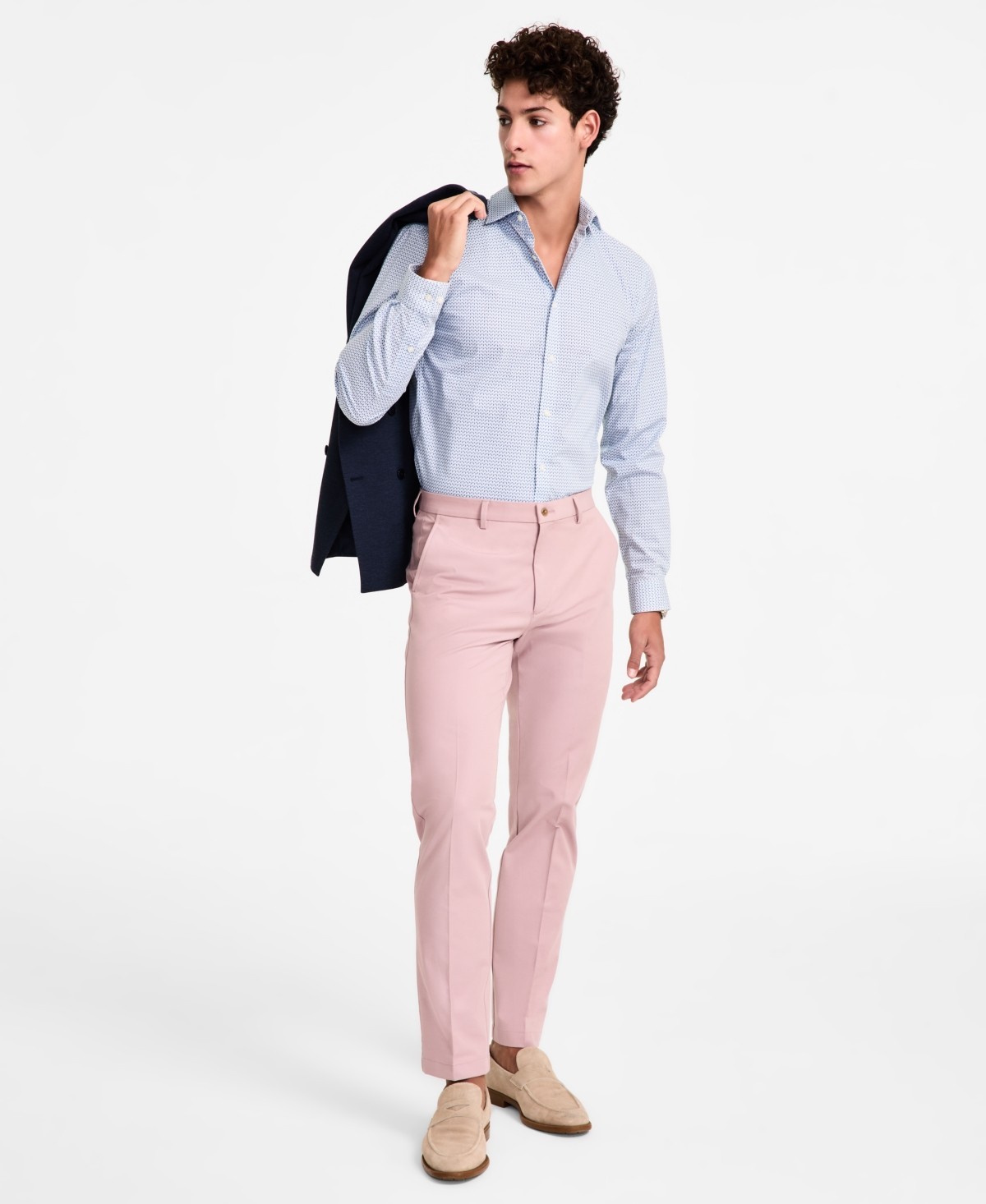 Michael Kors Mens Classic fit Dress Pants 34 / 34 Pink Solid Stretch thumbnail 2