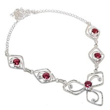 Pink Rubellite Gemstone Handmade 925 Sterling Silver Jewelry Necklace Size 18"