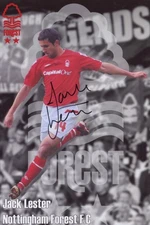 Jack Lester 6, signed 12 x 8 Nottingham Forest picture